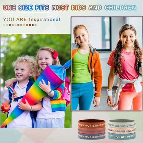 Roowest 120 Pcs Motivational Wristbands Bulk for Student Inspirational Rubber Bands Stretch Silicone Bracelet for Class from Teacher for Kids Valentine‘s Day Back to School Graduation(Rustic Color) in Saudi Arabia