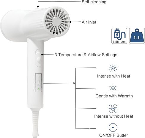 L&W BROS. Low Noise Pet Dryer for Small Dogs - 2-In-1 Indoor Grooming Dryer with Slicker Brush, Adjustable Temperature and Overheating Protection (White) in Saudi Arabia