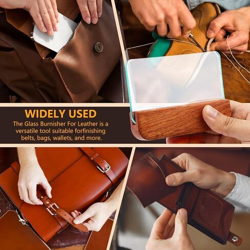 CBHGFEA Leathercraft Glass Slicker for Burnishing Leather Leather Burnishing Tool with Brazilian Rosewood Handle Leather Working Tools Professional Leather Block Smoothing Tool in Saudi Arabia