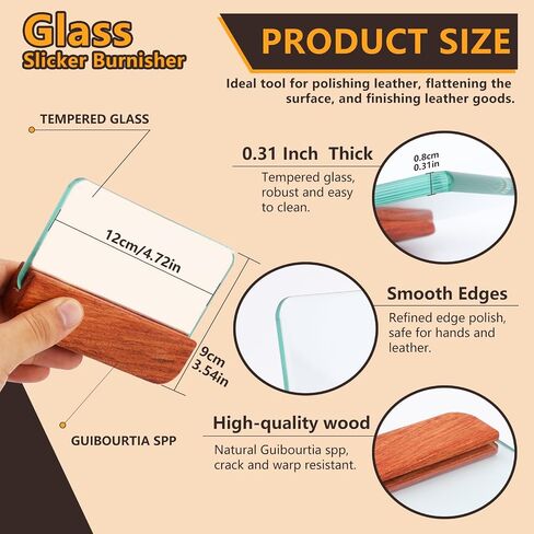 CBHGFEA Leathercraft Glass Slicker for Burnishing Leather Leather Burnishing Tool with Brazilian Rosewood Handle Leather Working Tools Professional Leather Block Smoothing Tool in Saudi Arabia
