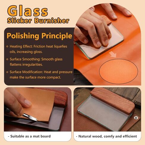 CBHGFEA Leathercraft Glass Slicker for Burnishing Leather Leather Burnishing Tool with Brazilian Rosewood Handle Leather Working Tools Professional Leather Block Smoothing Tool in Saudi Arabia