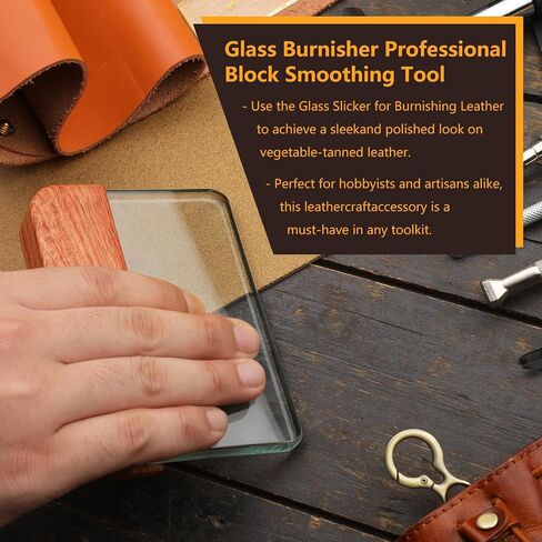 CBHGFEA Leathercraft Glass Slicker for Burnishing Leather Leather Burnishing Tool with Brazilian Rosewood Handle Leather Working Tools Professional Leather Block Smoothing Tool in Saudi Arabia