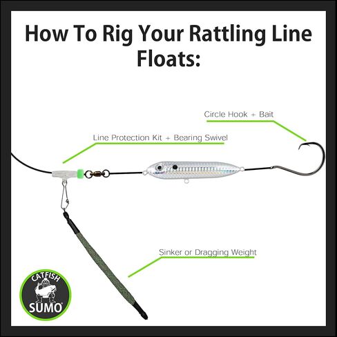 Catfish Rattling Line Float Lure for Catfishing, Demon Dragon Style Peg for Santee Rig Fishing, 4 inch (3-Pack, Demon Tiger) in Kuwait