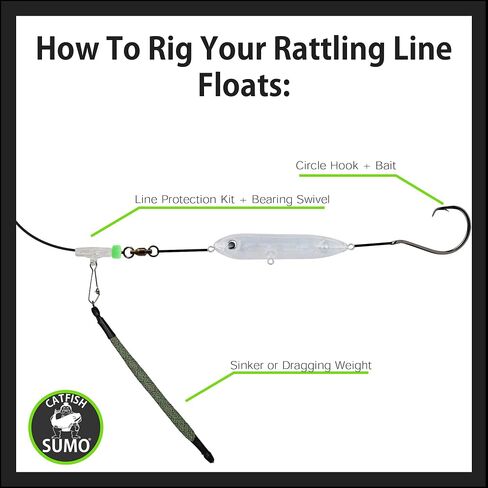 Catfish Rattling Line Float Lure for Catfishing, Demon Dragon Style Peg for Santee Rig Fishing, 4 inch (3-Pack, Demon Tiger) in Kuwait