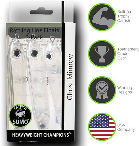 Catfish Rattling Line Float Lure for Catfishing, Demon Dragon Style Peg for Santee Rig Fishing, 4 inch (3-Pack, Demon Tiger) in Kuwait
