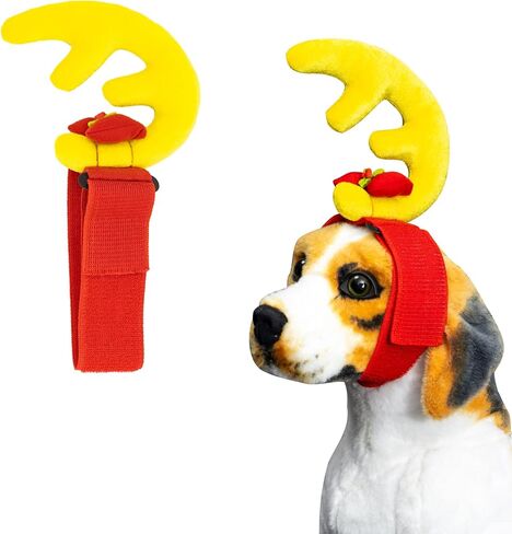 Dog Antler Headband for Small Dogs, Reindeer Headband with Adjustable Strap Pet Cosplay Costume Halloween Christmas Costumes for Dogs in Kuwait