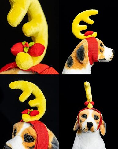 Dog Antler Headband for Small Dogs, Reindeer Headband with Adjustable Strap Pet Cosplay Costume Halloween Christmas Costumes for Dogs in Kuwait