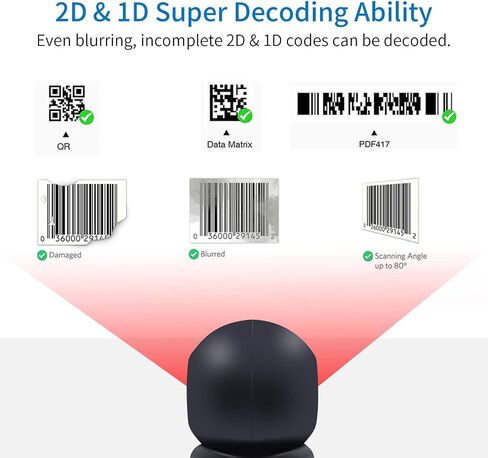 1D 2D QR ماسح الباركود لسطح المكتب، Symcode متعدد الاتجاهات، ماسح ضوئي تلقائي لقارئ الباركود USB، التقاط الرموز الشريطية من شاشة الهاتف المحمول، ماسح الباركود التلقائي لاستشعار الصور in Kuwait