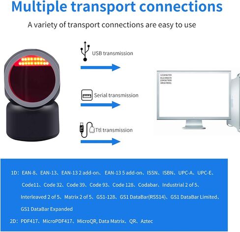 1D 2D QR ماسح الباركود لسطح المكتب، Symcode متعدد الاتجاهات، ماسح ضوئي تلقائي لقارئ الباركود USB، التقاط الرموز الشريطية من شاشة الهاتف المحمول، ماسح الباركود التلقائي لاستشعار الصور in Kuwait
