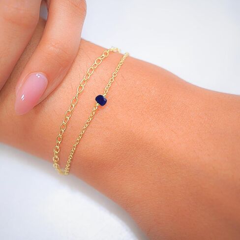 Blue Sapphire Bracelet for Women, Certified 925 Sterling Silver with Plated 18K Gold Bracelets for Women - Crystals and Healing Stone Layered Bracelet Women Jewelry for Gift in Kuwait