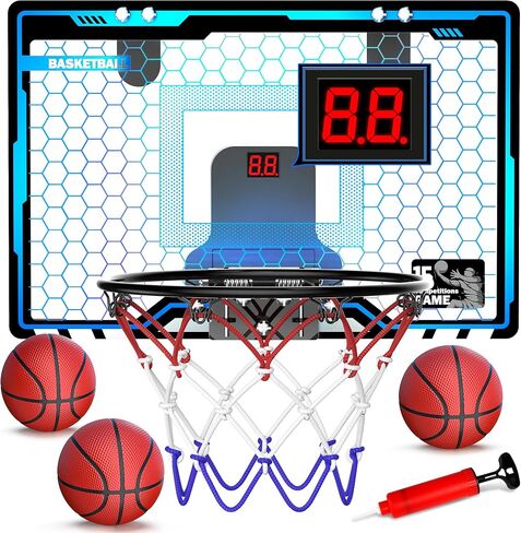 HopeRock Indoor Mini Basketball Hoop for Kids, Basketball Hoops Over The Door with LED Lighting, Mini Hoop with Scoreboard & 3 Balls, Basketball Toys Gifts for 5 6 7 8 9 10 11 12 Year Old Boys Girls in Saudi Arabia