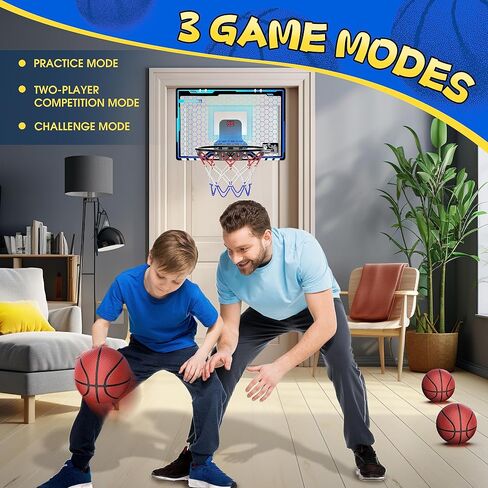 HopeRock Indoor Mini Basketball Hoop for Kids, Basketball Hoops Over The Door with LED Lighting, Mini Hoop with Scoreboard & 3 Balls, Basketball Toys Gifts for 5 6 7 8 9 10 11 12 Year Old Boys Girls in Saudi Arabia