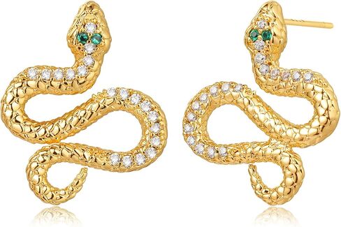 BENEIGE Gold Stud Earrings for Women Dainty 14K Gold Plated Snake Studs Earrings Handmade Hypoallergenic Minimalist Jewelry for Women in Saudi Arabia