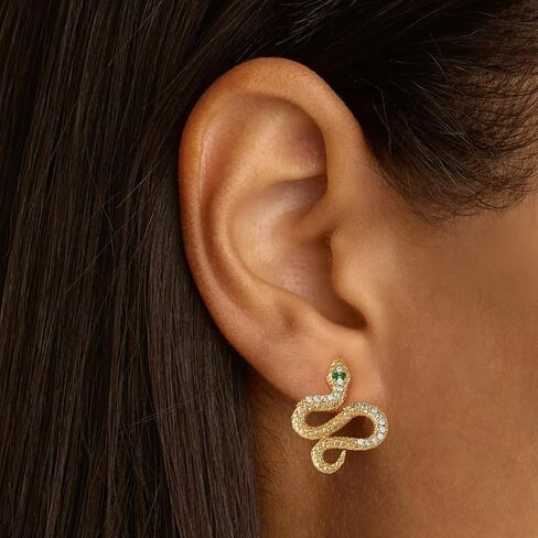 BENEIGE Gold Stud Earrings for Women Dainty 14K Gold Plated Snake Studs Earrings Handmade Hypoallergenic Minimalist Jewelry for Women in Saudi Arabia