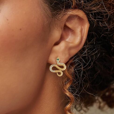 BENEIGE Gold Stud Earrings for Women Dainty 14K Gold Plated Snake Studs Earrings Handmade Hypoallergenic Minimalist Jewelry for Women in Saudi Arabia