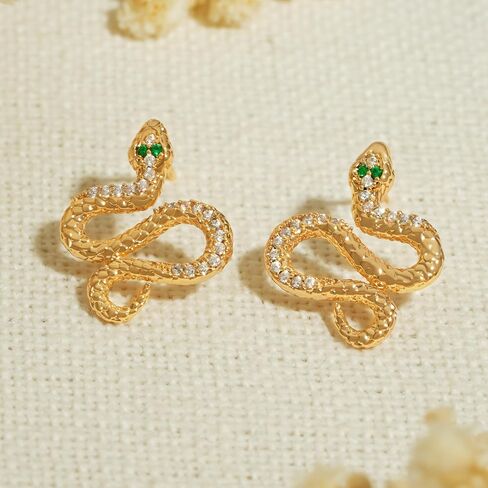 BENEIGE Gold Stud Earrings for Women Dainty 14K Gold Plated Snake Studs Earrings Handmade Hypoallergenic Minimalist Jewelry for Women in Saudi Arabia