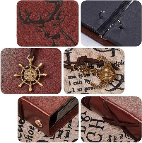 Scrapbook Album, AIOR Vintage Leather Scrapbook Photo Album 60 Black Pages, DIY Travel Memory Book Anniversary Presents Birthday Gifts for Lover Friends Kids Christmas Anniversary Wedding Gift (Elk) in Saudi Arabia