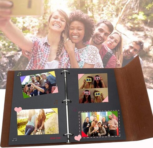 Scrapbook Album, AIOR Vintage Leather Scrapbook Photo Album 60 Black Pages, DIY Travel Memory Book Anniversary Presents Birthday Gifts for Lover Friends Kids Christmas Anniversary Wedding Gift (Elk) in Saudi Arabia