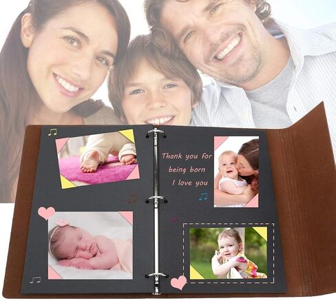 Scrapbook Album, AIOR Vintage Leather Scrapbook Photo Album 60 Black Pages, DIY Travel Memory Book Anniversary Presents Birthday Gifts for Lover Friends Kids Christmas Anniversary Wedding Gift (Elk) in Saudi Arabia