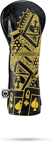 غطاء رأس Pins & Aces Royal Flush - غطاء رأس جلدي فاخر مصنوع يدويًا - Ace of Spades وإغلاق مغناطيسي، غطاء نادي الجولف عالي الجودة - قم بتصميم وتخصيص حقيبة الجولف الخاصة بك (الممر السالك) in Kuwait