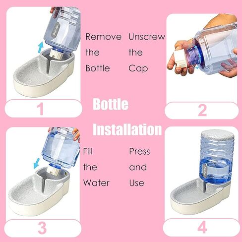 kathson Gravity Dog Water Dispenser Automatic Cat Drinking Water Station 1 Gallon Large Capacity Puppy Water Bowl for Small and Medium Dogs Cats Pink in Saudi Arabia