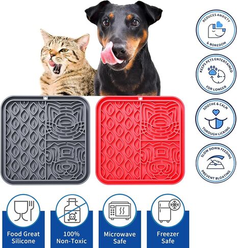 Lick Mat for Dogs & Cats 3 Pack - Silicone Dog Lick Mat with Suction Cups - Anxiety Relief/Promotes Healthy Eating/Frozen & Dishwasher Safe - Pet Peanut Butter Lick Pad LPFALASAT (Blue Orange Red) in Kuwait