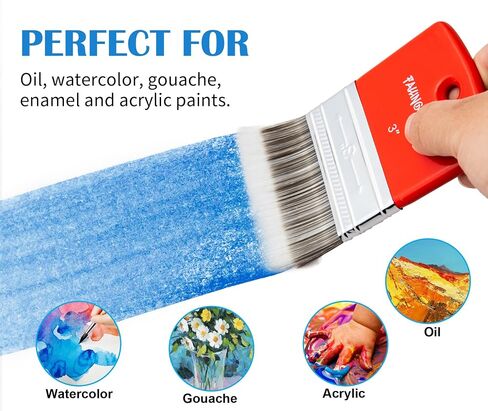 Falling in Art 3PCS Filbert Paddle Paint Brush Set, Scale Brush for Oil and Acrylic Paints(1 Inch,2 Inch,3Inch) in Kuwait