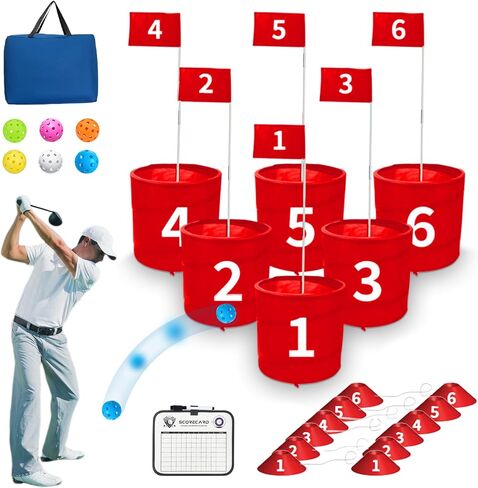 Golf Bucket Yard Game, 6 Hole Backyard Golf Game for Family and Adults, Outdoor Indoor Golf Chipping Game for Lawn, Beach, Yard, Camping, Park in Saudi Arabia