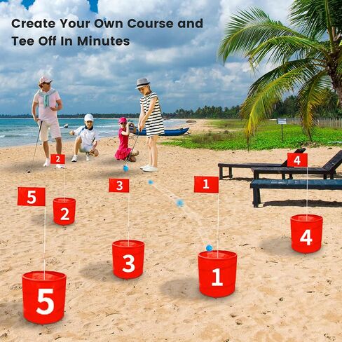 Golf Bucket Yard Game, 6 Hole Backyard Golf Game for Family and Adults, Outdoor Indoor Golf Chipping Game for Lawn, Beach, Yard, Camping, Park in Saudi Arabia