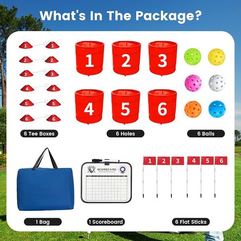 Golf Bucket Yard Game, 6 Hole Backyard Golf Game for Family and Adults, Outdoor Indoor Golf Chipping Game for Lawn, Beach, Yard, Camping, Park in Saudi Arabia