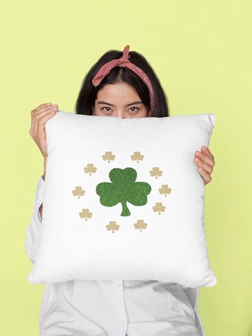 10 Mini Shamrocks Iron On Decals, St Patricks Day Decals, DIY Crafts, Small 4 Leaf Transfers, Heat Transfer, Celtic Irish Gifts, Real Glitter, Iron On Almost Anything (Champagne Glitter) in Kuwait