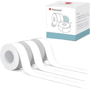 Phomemo 3 لفات D30/D35 ورق ملصقات حراري مستمر أبيض لاصق 1/2 بوصة × 20 قدم (15 مم × 6 متر) أسود على أبيض، لصانع ملصقات Phomemo D30/D35 لتنظيم المدرسة والمكتب المنزلي، هدية للديكور in Saudi Arabia