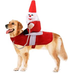 Christmas Dog Costume Pet Clothes Santa Claus Riding on Pet Cosplay Costumes Party Dressing up Dogs Outfit (X-Large)