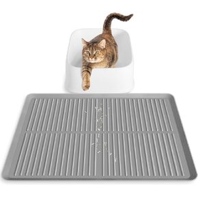 Ycozy Cat Litter Mat Silicone, 27'' x 20" Large Litter Trapping Mat, Waterproof Scatter Control, Anti-Slip - Kitty Litter Trapper for Litter Box