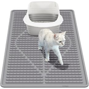 Mofason Rubber Large Cat Litter Mat - Kitty Litter Box mat - Silicone Litter Trapping Catcher Mat - Cat Supplies & Accessories for Indoor Cats (28" x 20") - Black