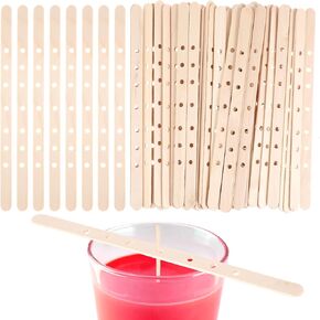 Sibba Wooden Candle Wick Holders 100Pcs Centering Device Wick Bars Crafting Making Supplies Wax Stick Clips Center Tool for DIY Material Package Mold Large Multiwick Candles