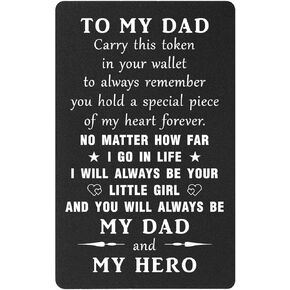 TANWIH Dad I'll Always Be Your Little Girl Engraved Wallet Card, Father's Day Gifts from Daughter, To My Hero Dad Birthday Gifts from Daughter, Cute Fathers Day Card
