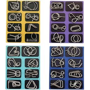 Metal Brain Teaser Puzzles, Set of 36 with Pouch, Steel IQ Games Physics Mind Metal Puzzles for Adults, Basket Stocking Stuffers for Boys Girls Adults Challenge Gifts