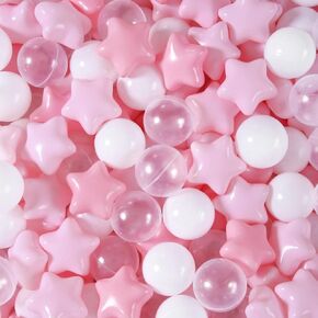 TRENDPLAY Pack of 100 Pink Ball Pit Balls, Kids Ball Pit Play Tent Ocean Ball for Toddlers Non-Toxic Balls with Durable Storage Bag, Summer Water Play (Ship from USA)