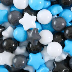 Soft Plastic Ball Pit Balls and Stars for Ball Pits, 100pcs Cute Plastic Star Toy Balls for Kids, Baby Toddler 1-3 Birthday, Bounce House, Play Tent, Baby Pool Water Toys, Party Decoration