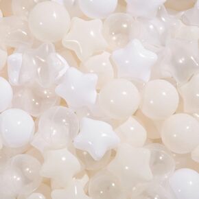 TRENDPLAY Star Ball Pit Balls for Toddlers -50 100 200 Count Star Balls Different Shapes, Non-Toxic Plastic Balls for Safe Play, Boys Girls Festival Party Decoration
