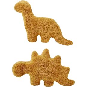 2 Pack Dino Nugget Pillow Plush, Soft Dinosaur Chicken Nuggets Pillow for Birthday Gifts, Dinosaur Theme Party Decorations (2 Packs Dino)
