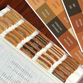 Spanish Laminated Bible Tabs, pestañas para biblia en español, Reposition Large Print Stickers, Easy to Read and Apply Bible Tabs for Women and Man- Earthy Brown Spanish