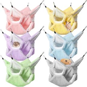 Jerify 6 Pcs 3 Layers Rat Hammock Pet Cage Hammock Small Pet Hanging Hammock Ferret Cage Accessories Ferret Bed Warm Hammock for Guinea Pig Squirrel Rat Chinchilla Sleeping and Playing (6 Colors)