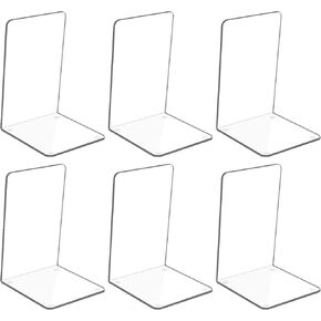 Clear Acrylic Bookends with Non-Slip Stickers, Bookends for Bedroom Library Office School and Desktop Organizer Decoration Gift (6)