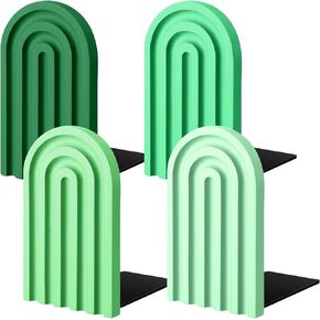 Harloon 4 Pieces Boho Arch Wood Bookends Rainbow Arch Back to School Gift Ideas Cute Non Skid Bookend for Shelves Decorative Wooden Book Stand Stoppers for Books Movies Cds(Cute Color)