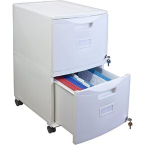 Storex Plastic One-Drawer File Cabinet – Locking Document Organizer for Home and Office, Black, 1-Pack (61265B01C)