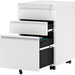 YITAHOME 2 Drawer File Cabinet with Lock, 20" Deep Office Vertical Files, Mobile Metal Filing Cabinet, Metal Vertical Filing Storage Cabinet, Rolling File Cabinets for Letters/Legal/A4 Size，Black