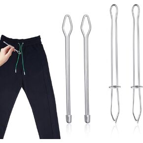4pcs Rope Threader, 2 Designs Bodkin Drawstring Threader Tool Set Metal Draw String Threader Tool Waist Band Insert Threader DIY Rope Threader Clip Sewing Accessories for Hoodies Shorts Sweatpants