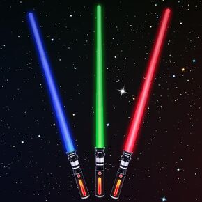 Light Sabers, 2-in-1 LED Dual Swords Set with FX Sound and Bandages Shaped Realistic Handle, Expandable Light Saber for Kid Adult, Halloween Warriors - Light Swords Toy